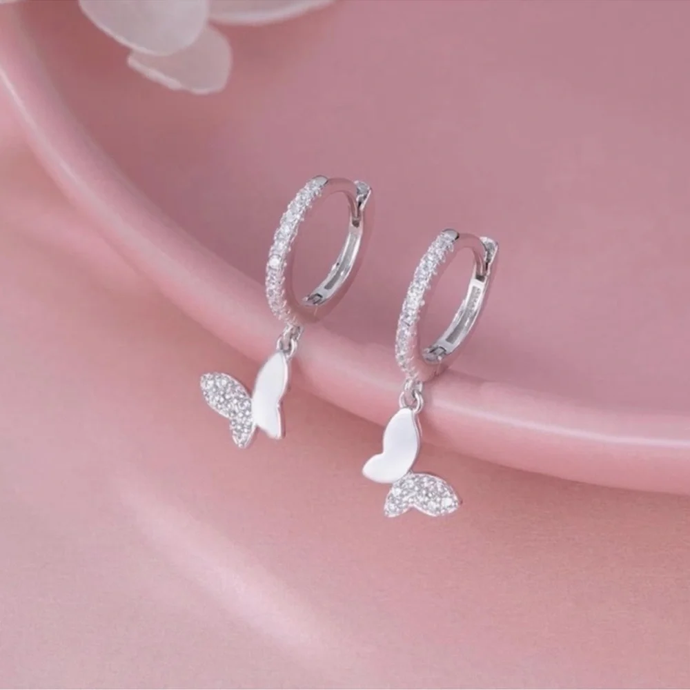 NEW Kate Spade Silver Small Butterfly Hoop Earrings. Kate Spade Inspired Jewelry